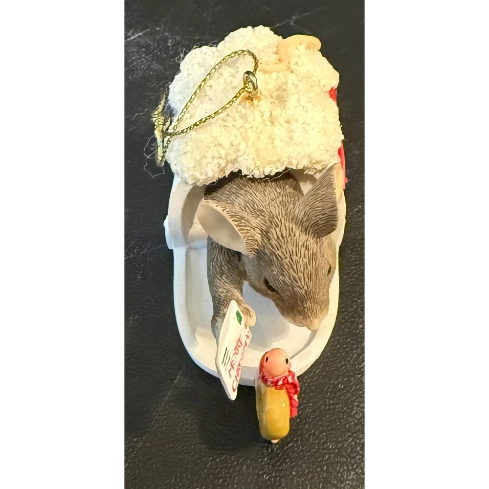 Charming Tails Fitz Floyd Special Delivery Christmas Ornament Mouse in Mailbox‎